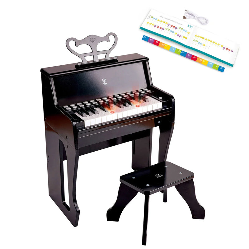 BLACK PIANO WITH STOOL
