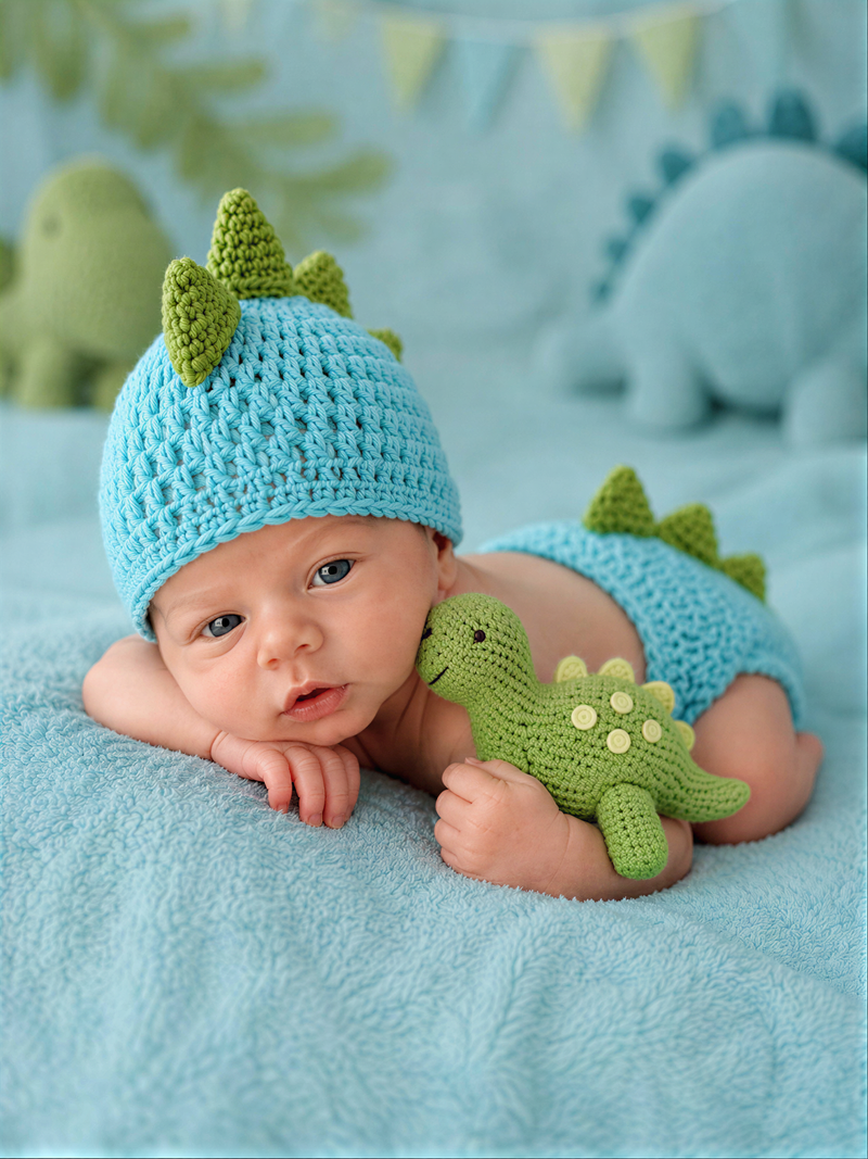 Newborn Dinosaur Hat & Diaper Set