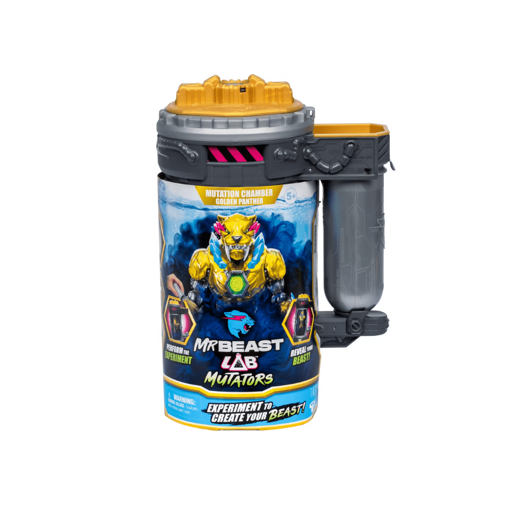 MrBeast Lab Mutators. Conduce un esperimento e libera una Panther MrBeast. Colleziona l'Iconic Panther, la Stealth Panther e la Metallic Panther MrBeast Lab Mutators. Conduce un esperimento e libera una Panther MrBeast. Colleziona l'Iconic Panther, la Stealth Panther e la Metallic Panther