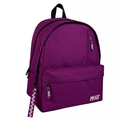 Classic violet backpack with lilac accents, front zip pocket, two shoulder straps, MUST logo