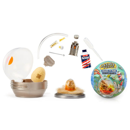 Make It Mini Dinosaurs set with eggshell, tools, syringe bottles and dino container
