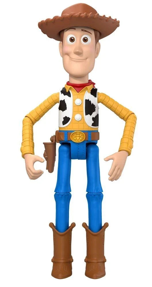 Woody 17 cm action figure in cowboy outfit with brown hat, yellow shirt, blue pants
