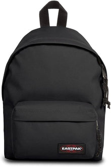 Eastpak Orbit XS black mini backpack, top handle straps, front pocket with zipper