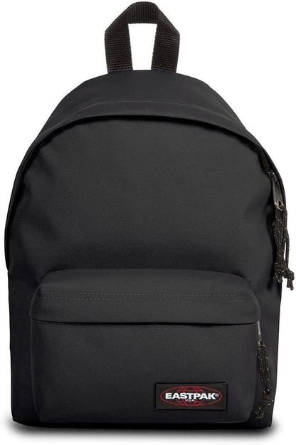 Eastpak Orbit XS black mini backpack, top handle straps, front pocket with zipper
