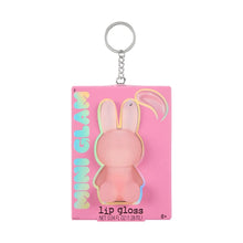 Pink bunny shaped lip gloss with keychain, rectangular package