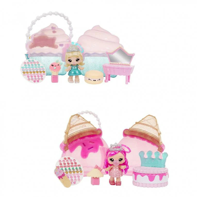 Lip Gloss Beauty Bag playset: blonde doll with teal vanity and pink sink accessories