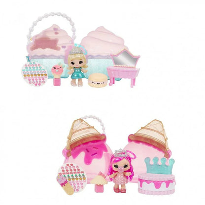 Lip Gloss Beauty Bag playset: blonde doll with teal vanity and pink sink accessories