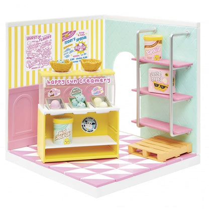 MGA's Miniverse spaces starter pack mini creamery counter with shelf unit and accessories