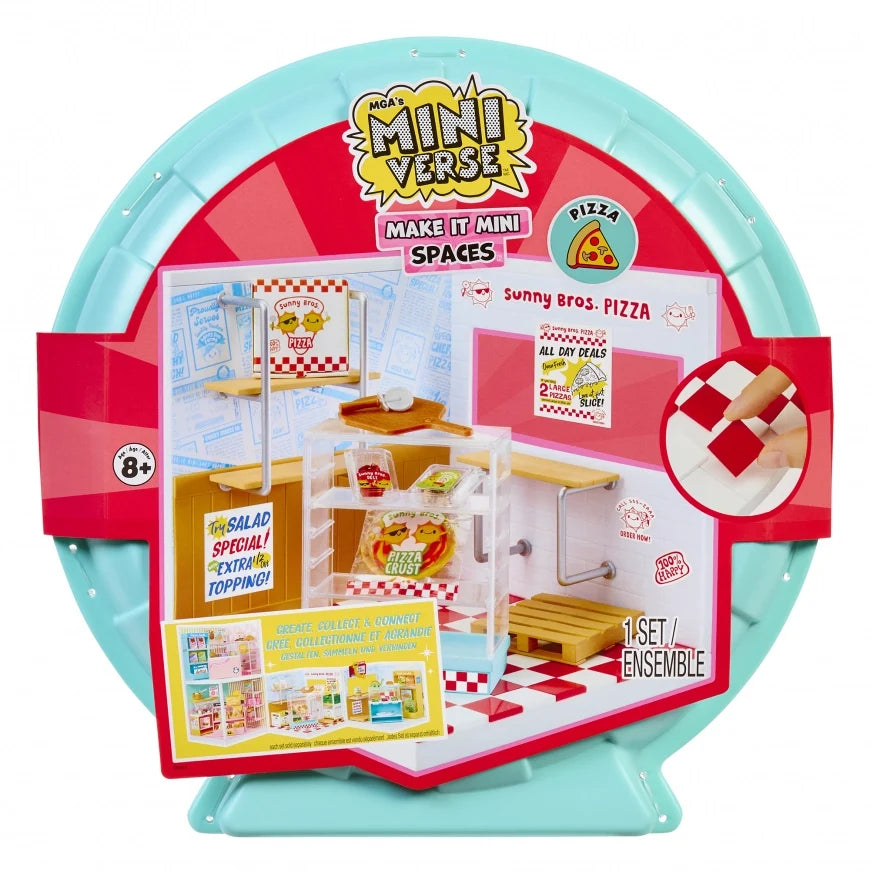 MGA's Miniverse spaces starter pack packaged set with mini food accessories and room pieces