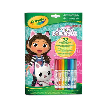 Crayola activity pad set with 32 colorful markers for Gabby's Dollhouse