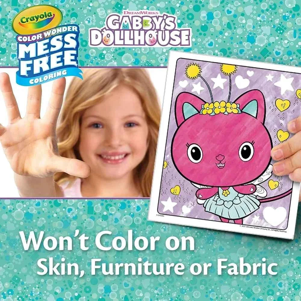 Gabby's Dollhouse mess-free coloring page showing a cat on a card
