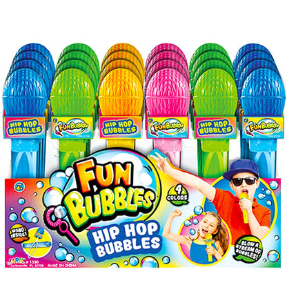 Assorted hip hop bubble wands set with colorful bottles and FunBubbles labels