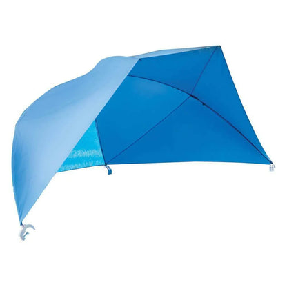 Blue pool canopy tent with curved fabric panels and reinforced corner loops
