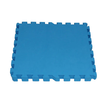 Interlocking padded floor protector tile, blue interlocking edges
