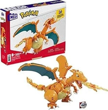Mega Construx Charizard build set box with orange dragon figure and accessories