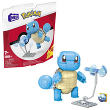 MEGA Pokémon Squirtle building toy kit with figure, water effect, and display stand