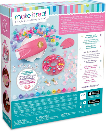 Snap N'Glam hair styling set box back with accessory instructions and bead counts