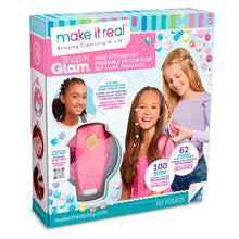 Snap N'Glam hair styling set box with pink accessories, 167 pieces