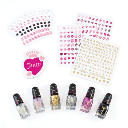 Manicure set bottles plus nail art gem and alphabet sticker sheets