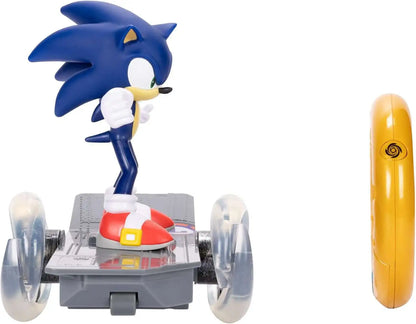 Sonic Speed RC car with blue Sonic figure on gray chassis