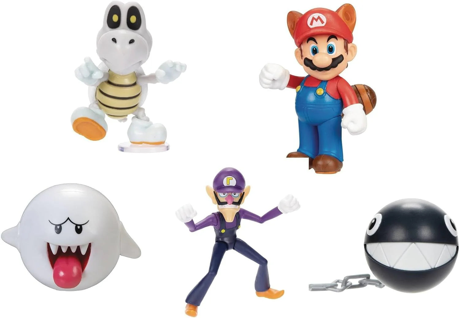 Nintendo Figures: Mario, purple figure, white shark, black ball