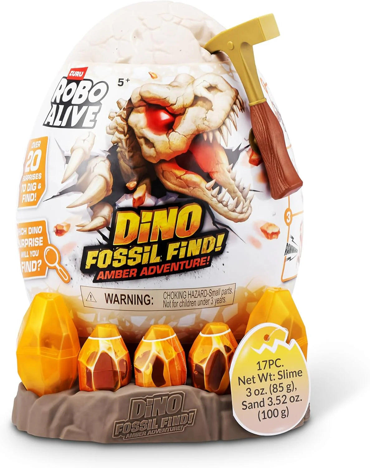 Robo Alive amber adventure Dino Fossil Find package with fossil dinosaur and slime vials
