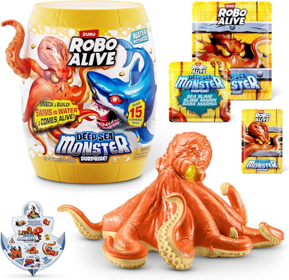 Robo Alive Deep Sea Monster Surprise set with large orange octopus figure and extra packs