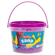 Play-Doh sand bucket with pink handle, colorful purple plastic pail