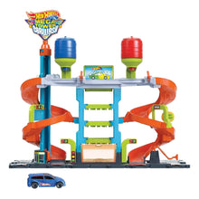 Hot Wheels Mega car wash playset with color shifter car and launcher