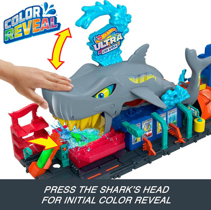 City Toy Car Track Set, Ultra Shark Car Wash with 1:64