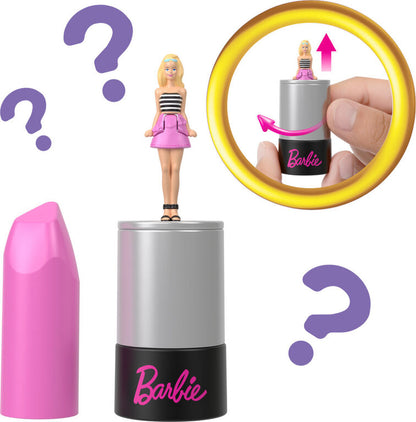 Mini BarbieLand Fashionistas Dolls, 1.5-inch Dolls in Lipstick Tube