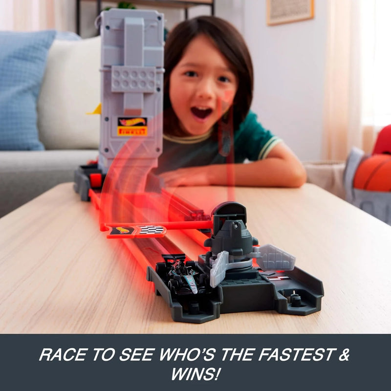 Racing Formula 1 Toy Car Track Set, Race the 2 1:64 Scale Die-Cast Officially Licensed F1