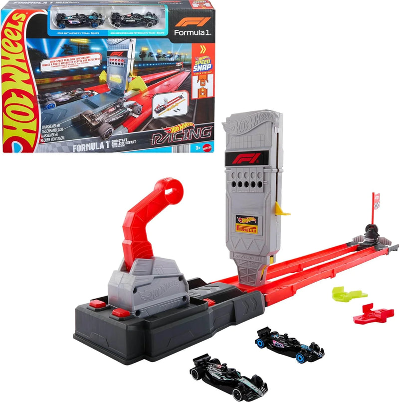 Racing Formula 1 Toy Car Track Set, Race the 2 1:64 Scale Die-Cast Officially Licensed F1