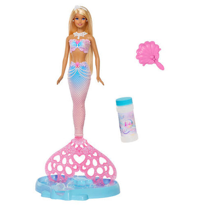 Bubble Sparkle Mermaid Doll with Bubble-Making Feature & Solution