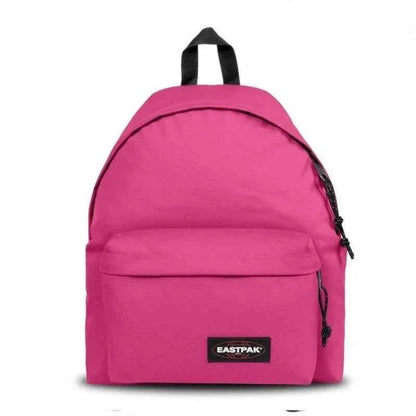 Eastpak padded backpack, bright pink with adjustable black shoulder straps