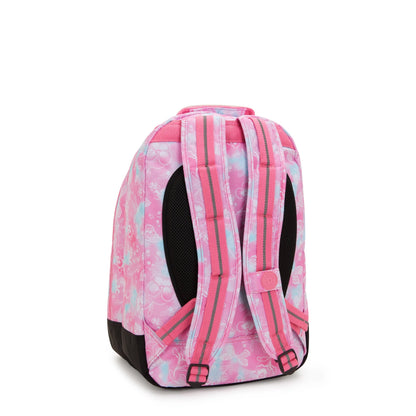 Kipling large backpack side view with adjustable straps and butterfly print fabric