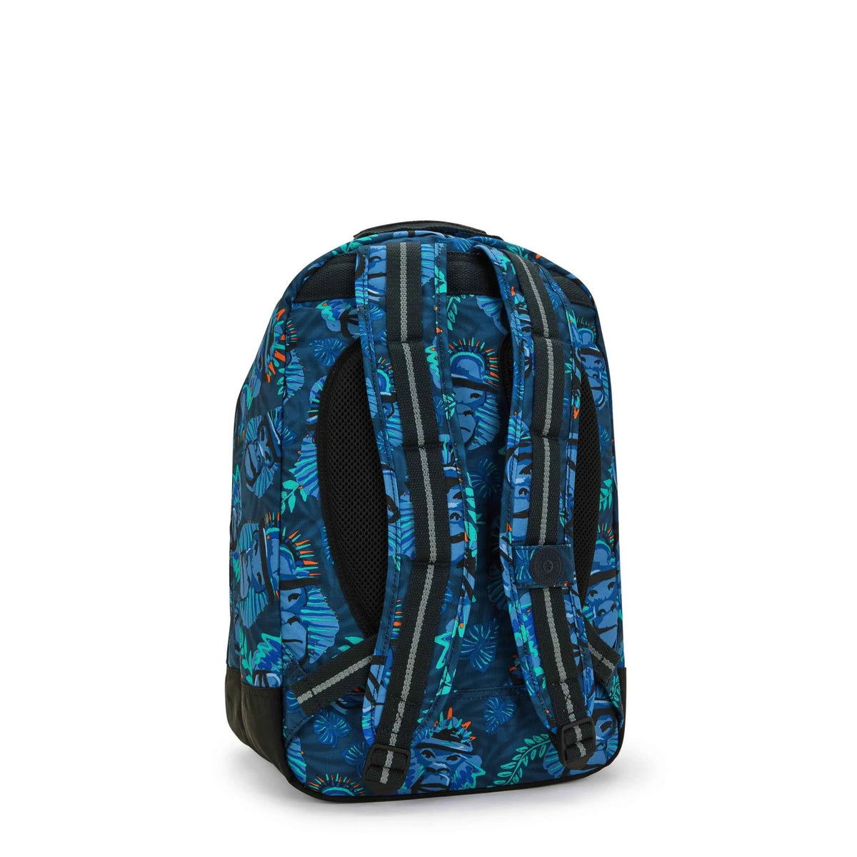 Kipling large backpack in bright blue tropical print, padded back straps and handle