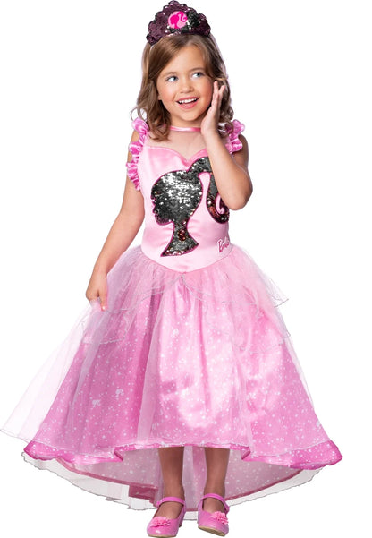 Girls princess dress costume with pink sparkly skirt and unicorn glitter bodice