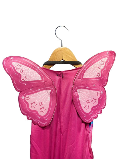 Kids fairy costume dress with pink glitter wings, on a hanger