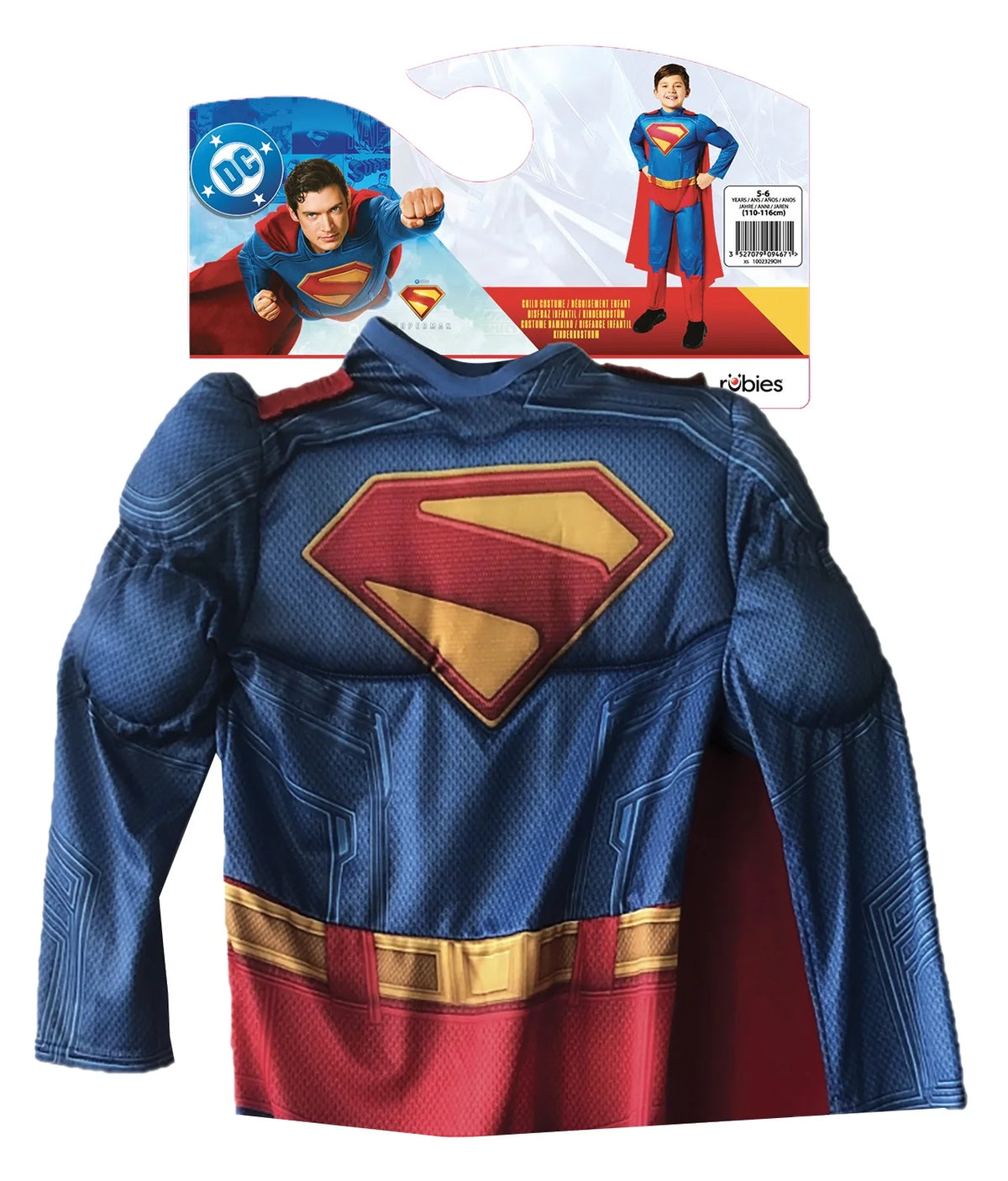 Children's Superman costume jacket, blue torso with red-and-gold shield emblem