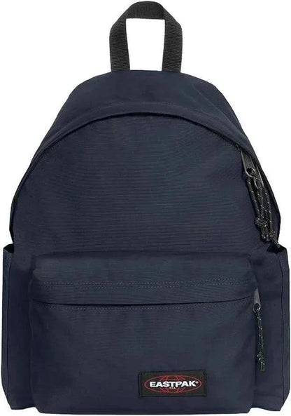 Navy mini backpack with top handle, side zipper pocket, and front logo patch
