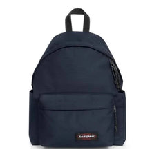 Navy Eastpak backpack with front zip pocket and top handle
