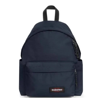 Navy Eastpak backpack with front zip pocket and top handle