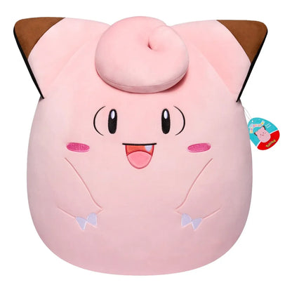 Pokemon plush toy, pink cat character with brown ears and smiling face