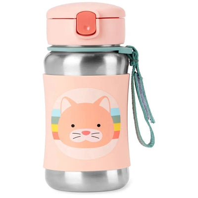 Zoo Stainless Steel Straw Bottle - Cat