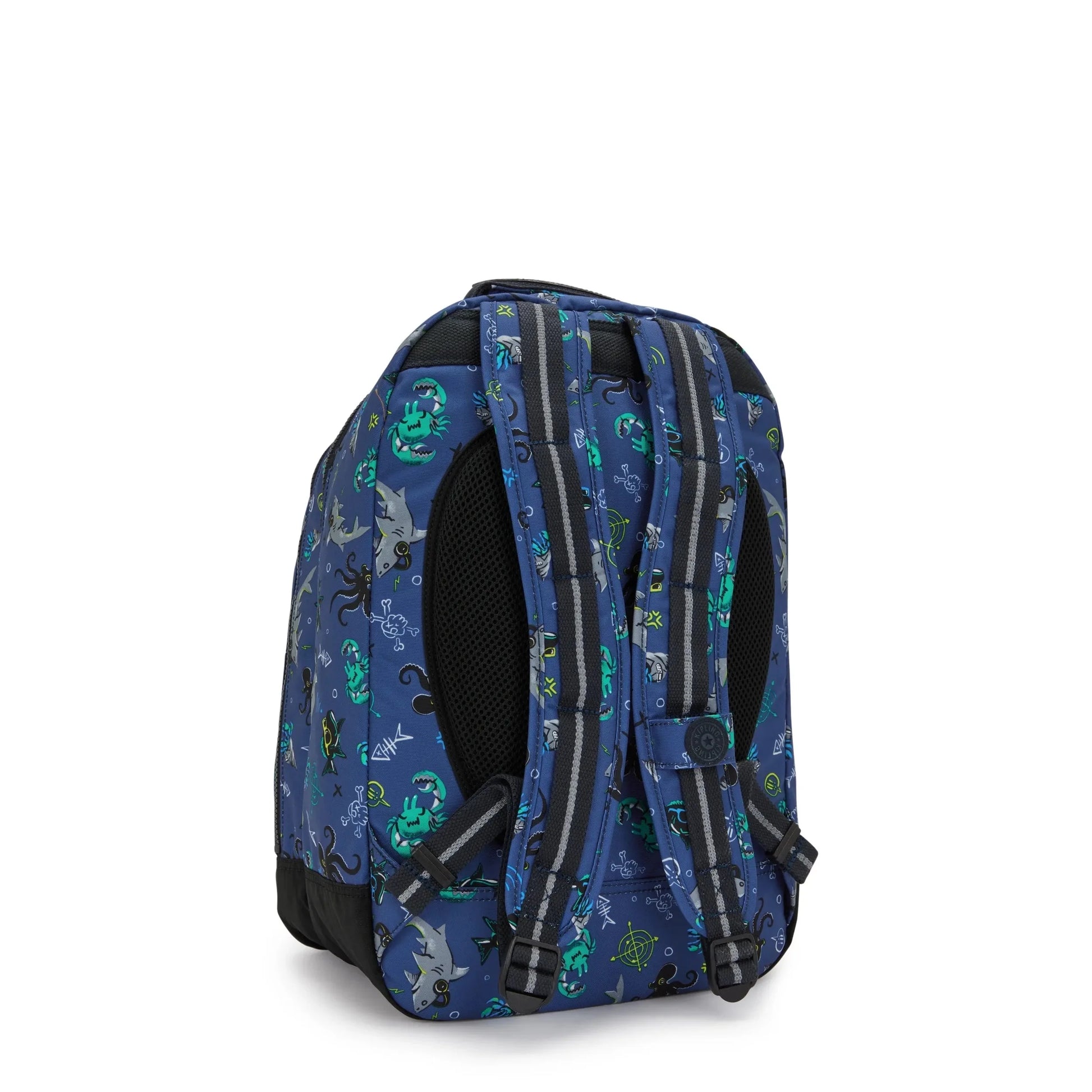 Kipling undersea-print backpack, padded back straps and side zip pocket