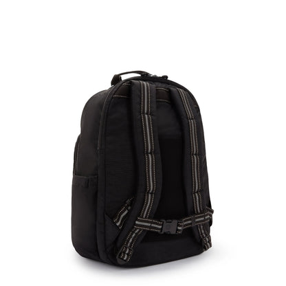 Kipling Seoul College Extra true black backpack with padded back straps and top handle