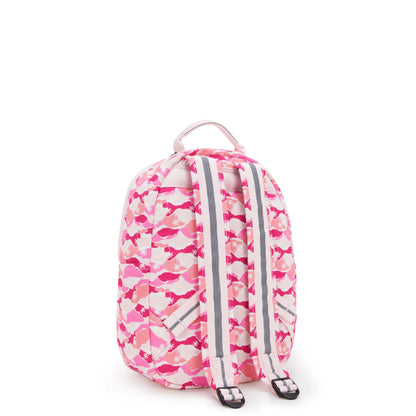 Kipling pink camo mini backpack with adjustable shoulder straps