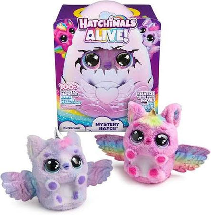Pufficorn plush toys: one purple one pink, with small wings, cute big eyes