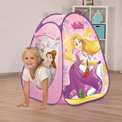 Disney Princess pop-up play tent with purple and pink princess graphic, mesh windows